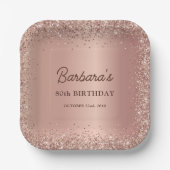 Assiettes En Carton Rose Gold Foil Glitter 80th Birthday Name (Recto)