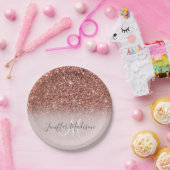 Assiettes En Carton Rose Gold Glitter Drips (Fête)