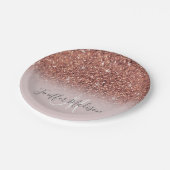 Assiettes En Carton Rose Gold Glitter Drips (Angle)
