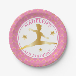 Assiettes En Carton Rose  Gold Gymnast Gymnastique Girl Birthday Party