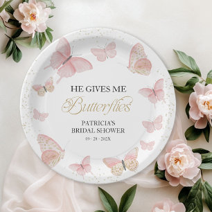 Assiettes En Carton Rose Gold Il Me Donne Des Papillons Dans Le Ventre