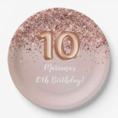 Assiettes En Carton Rose Gold Kids Girly 10th Birthday Party Paper (Devant)