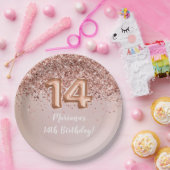 Assiettes En Carton Rose Gold Kids Girly 14e fête d'anniversaire (Fête)