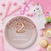 Assiettes En Carton Rose Gold Kids Girly 2e fête d'anniversaire (Fête)