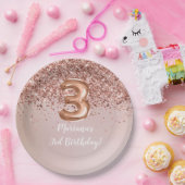 Assiettes En Carton Rose Gold Kids Girly 3e fête d'anniversaire (Fête)