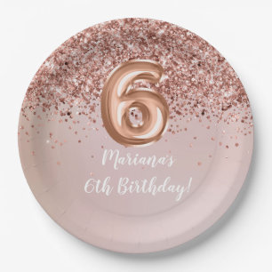 Assiettes En Carton Rose Gold Kids Girly 6e fête d'anniversaire