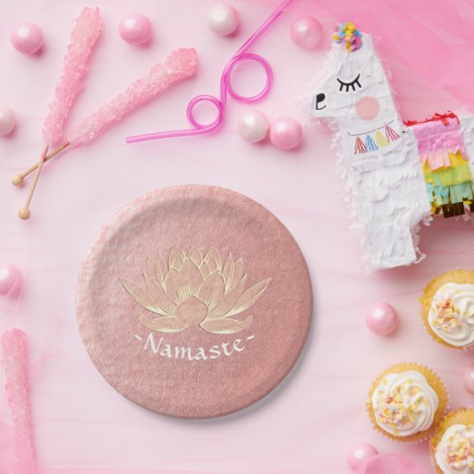 Assiettes En Carton Rose Gold Lotus Yoga Studio Méditation Instructeur (Fête)