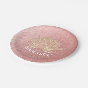 Assiettes En Carton Rose Gold Lotus Yoga Studio Méditation Instructeur