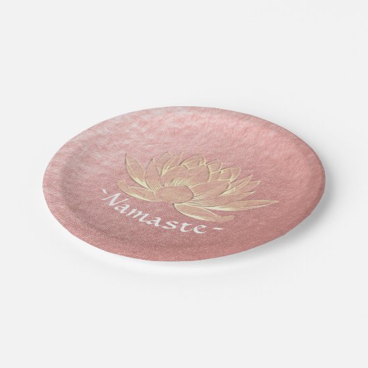 Assiettes En Carton Rose Gold Lotus Yoga Studio Méditation Instructeur (Angle)