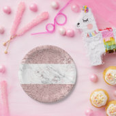 Assiettes En Carton Rose Gold Modern Glam Marbre & Parties scintillant (Fête)