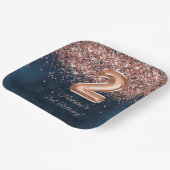 Assiettes En Carton Rose Gold Navy Blue 2e fête d'anniversaire (Angulaire)