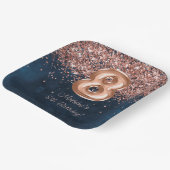Assiettes En Carton Rose Gold Navy Blue 8e fête d'anniversaire (Angulaire)