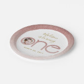 Assiettes En Carton Rose Gold Parties scintillant 1er anniversaire fil (Angle)