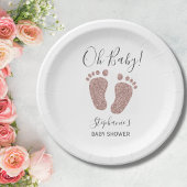 Assiettes En Carton Rose Gold Parties scintillant Baby shower pieds bé