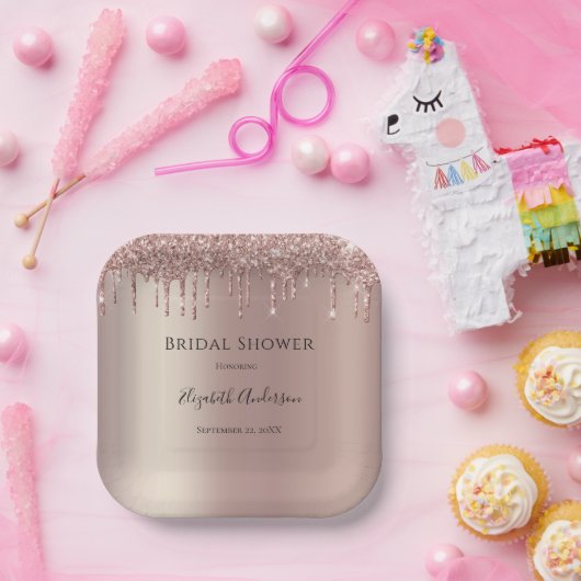 Assiettes En Carton Rose Gold Parties scintillant Drift Glam Fête des  (Fête)