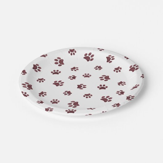 Assiettes En Carton Rose Gold Parties scintillant Empreintes de pattes (Angle)