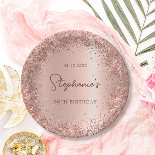 Assiettes En Carton Rose Gold Parties scintillant Foil 90e anniversair