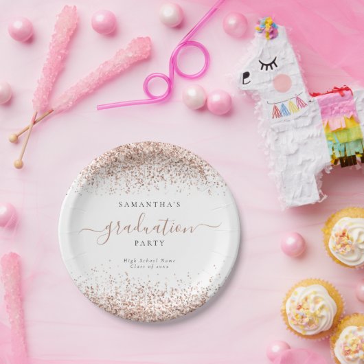 Assiettes En Carton Rose Gold Parties scintillant Nom de la partie de (Fête)