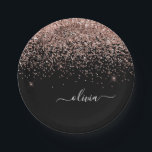 Assiettes En Carton Rose Gold - Rose Pâle Noir Paillettes Monogramme N<br><div class="desc">Rose Gold - Rose Pâle et Noir Paillettes Brillantes Monogramme Nom et Initiale Plaques de Fête. C'est le cadeau parfait pour un 16ème anniversaire, un mariage, une douche de mariée, un anniversaire de mariage, une baby shower ou une soirée d'enterrement de vie de jeune fille pour quelqu'un qui aime le...</div>