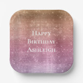 Assiettes En Carton Rose Gold rose pourpre Éperche Anniversaire (Recto)