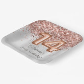 Assiettes En Carton Rose Gold Silver 14e fête d'anniversaire (Angulaire)