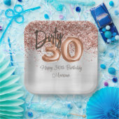 Assiettes En Carton Rose Gold Silver 30e fête d'anniversaire (Fête)