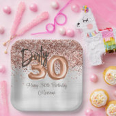 Assiettes En Carton Rose Gold Silver 30e fête d'anniversaire (Fête)