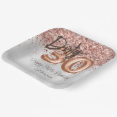 Assiettes En Carton Rose Gold Silver 30e fête d'anniversaire (Angulaire)