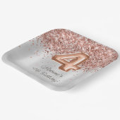 Assiettes En Carton Rose Gold Silver 4e fête d'anniversaire (Angulaire)