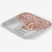 Assiettes En Carton Rose Gold Silver 5e fête d'anniversaire (Angulaire)