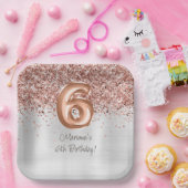 Assiettes En Carton Rose Gold Silver 6e fête d'anniversaire (Fête)