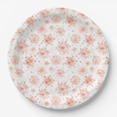 Assiettes En Carton Rose Gold Snowflakes en blanc (Devant)
