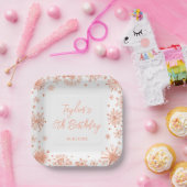 Assiettes En Carton Rose Gold Snowflakes fête d'anniversaire (Fête)