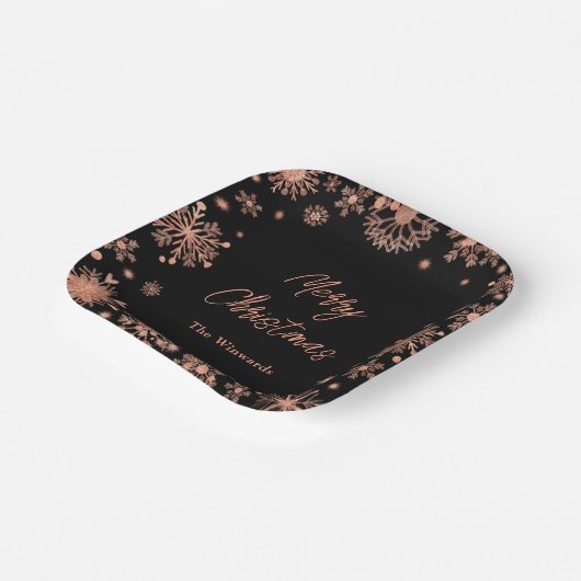 Assiettes En Carton Rose Gold Snowflakes Noël (Angulaire)
