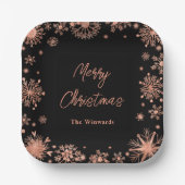 Assiettes En Carton Rose Gold Snowflakes Noël (Recto)