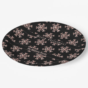 Assiettes En Carton Rose Gold Snowflakes Snowflake Motif Noël