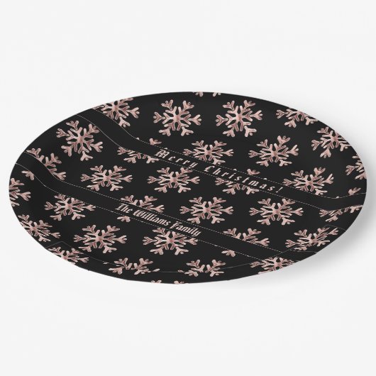 Assiettes En Carton Rose Gold Snowflakes Snowflake Motif Noël (Angle)