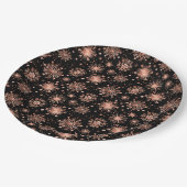 Assiettes En Carton Rose Gold Snowflakes sur Black (Angle)