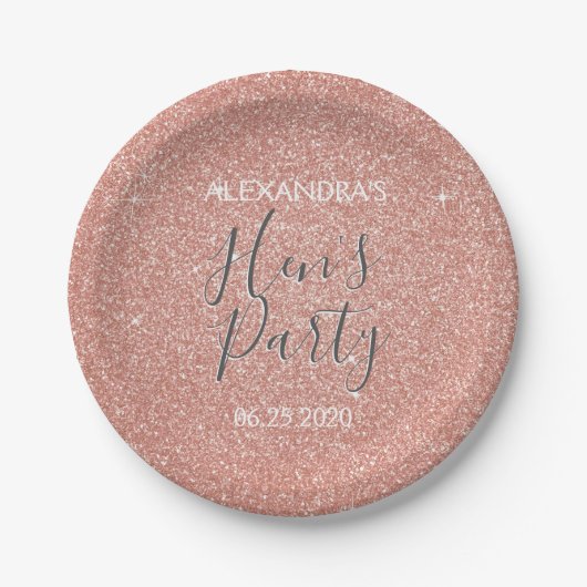 Assiettes En Carton Rose Gold Sparkle Parties scintillant Hen's Party (Devant)