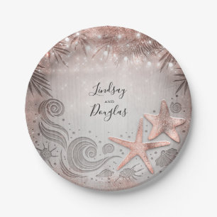 Assiettes En Carton Rose Gold Starfish Plage tropicale Mariage