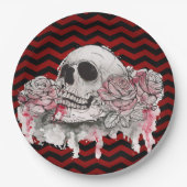 Assiettes En Carton rose goth Chevron 9" rond Papier Plate crâne (Devant)