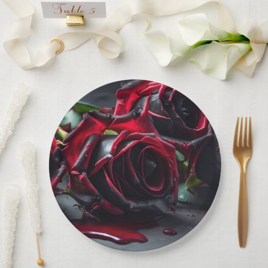 Assiettes En Carton Rose gothique (Mariage)