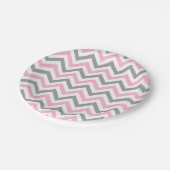 Assiettes En Carton Rose, Gris Dk What Grand Motif Chevron ZigZag (Angle)