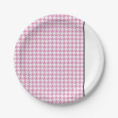 Assiettes En Carton Rose Houndstooth Timeless Spring Designer Chic (Devant)