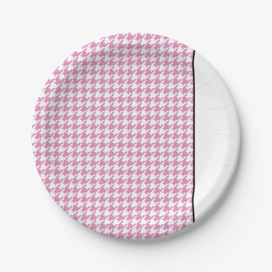 Assiettes En Carton Rose Houndstooth Timeless Spring Designer Chic (Devant)