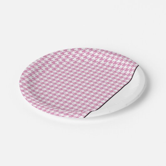 Assiettes En Carton Rose Houndstooth Timeless Spring Designer Chic (Angle)