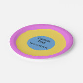 Assiettes En Carton Rose Jaune clair Bleu Vibrant Design Texte personn (Angle)