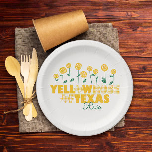 Assiettes En Carton Rose jaune du Texas - Jardin Rose