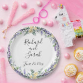 Assiettes En Carton Rose jaune lavande et Eucalyptus (Fête)