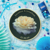 Assiettes En Carton Rose jaune Mariage personnalisé nuptiale (Fête)